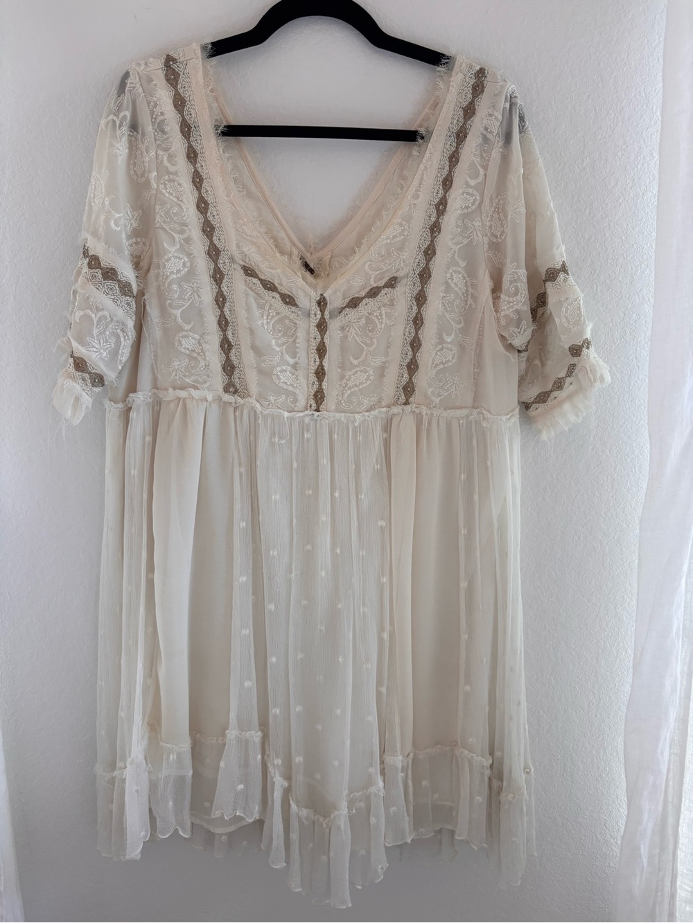 Free People Creamy Lace Boho Babydoll Dress